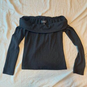 Lulus Off-Shoulder Long-Sleeve Black Top, Medium